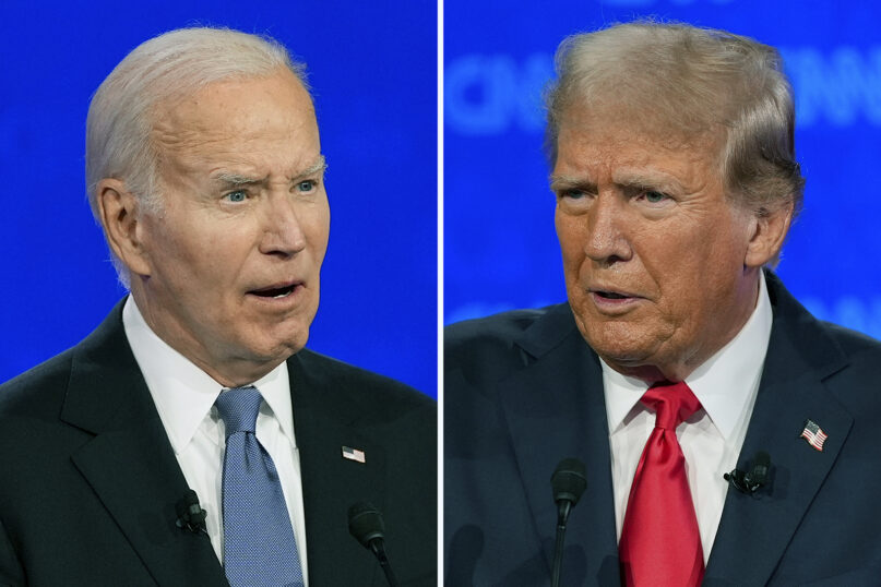 This combination of photos shows President Joe Biden, left, and Republican presidential candidate former President Donald Trump during a presidential debate hosted by CNN, June 27, 2024, in Atlanta. (AP Photo/Gerald Herbert)